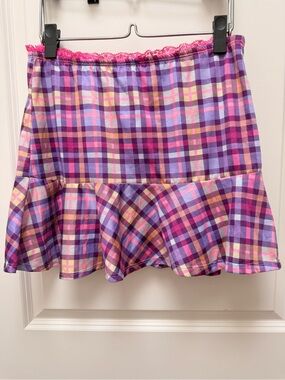 Delia’s x Dolls Kill Plaid Pull on Ruffle Lace Trim Skirt Size L